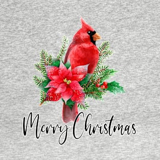 Merry Christmas Watercolor Cardinal T-Shirt